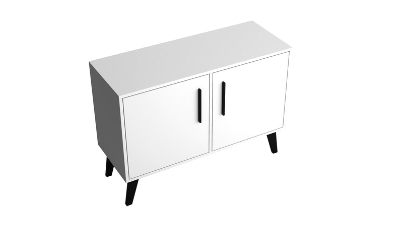 Armoire décorative Amsterdam de Manhattan Comfort de style moderne du milieu du 20e siècle avec 3 tablettes - blanche