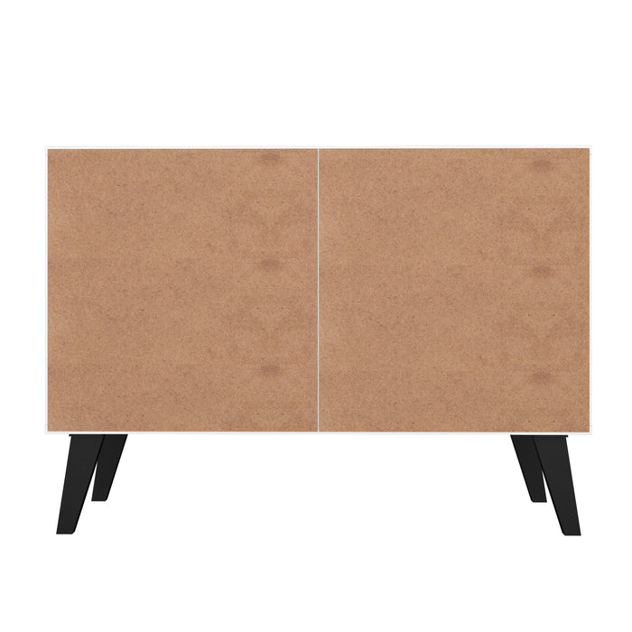 Armoire décorative Amsterdam de Manhattan Comfort de style moderne du milieu du 20e siècle avec 3 tablettes - marbre blanc