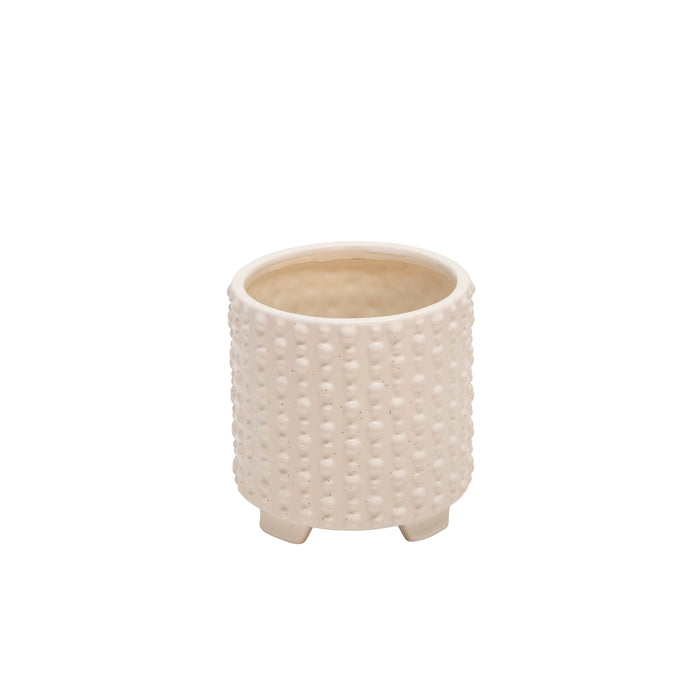 Cache-pot sur pied de 6 po/8 po en céramique blanche à pois - ensemble de 2