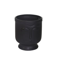 Vase de 6 po en céramique avec visage et base - noir