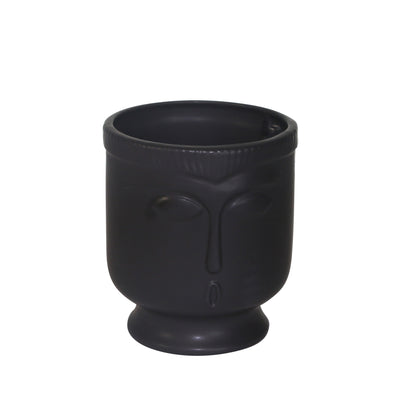 Ceramic 6" Face Vase with Base - Black|Vase de 6 po en céramique avec visage et base - noir