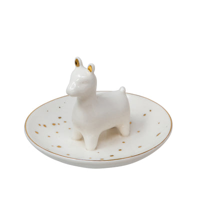 Ceramic Llama Trinket Tray - White|Plateau à babioles lama en céramique - blanc