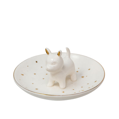 Ceramic Dog Trinket Tray - White|Plateau à babioles chien en céramique - blanc