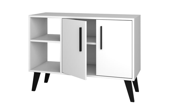 Desserte Amsterdam de Manhattan Comfort de 35,43 po de style moderne du milieu du 20e siècle avec 4 tablettes - blanche