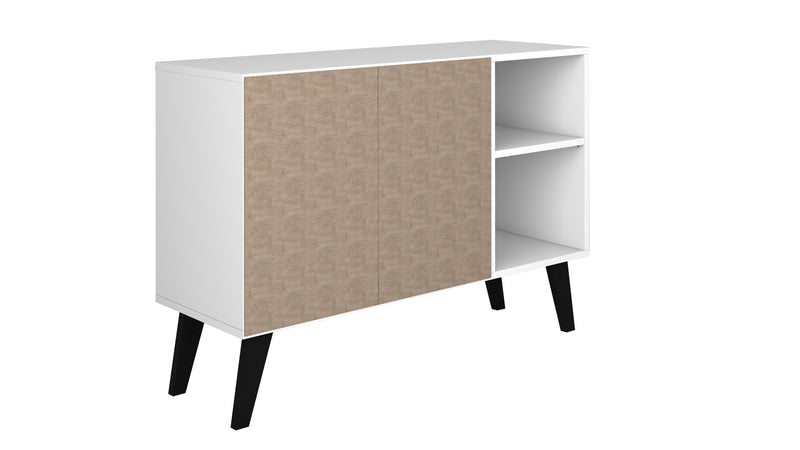 Desserte Amsterdam de Manhattan Comfort de 35,43 po de style moderne du milieu du 20e siècle avec 4 tablettes - blanche