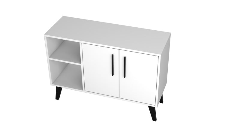 Desserte Amsterdam de Manhattan Comfort de 35,43 po de style moderne du milieu du 20e siècle avec 4 tablettes - blanche