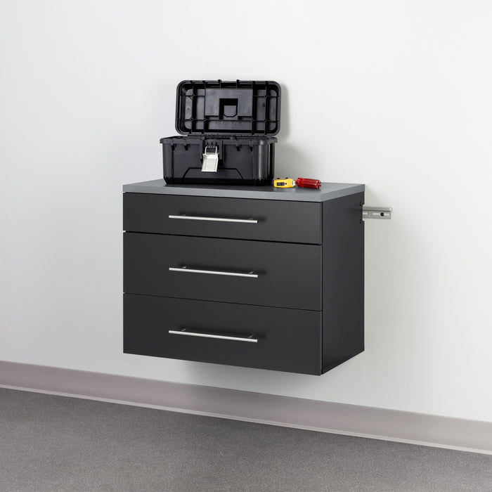 Armoire de plancher HangUps à 3 tiroirs avec rangement - noire