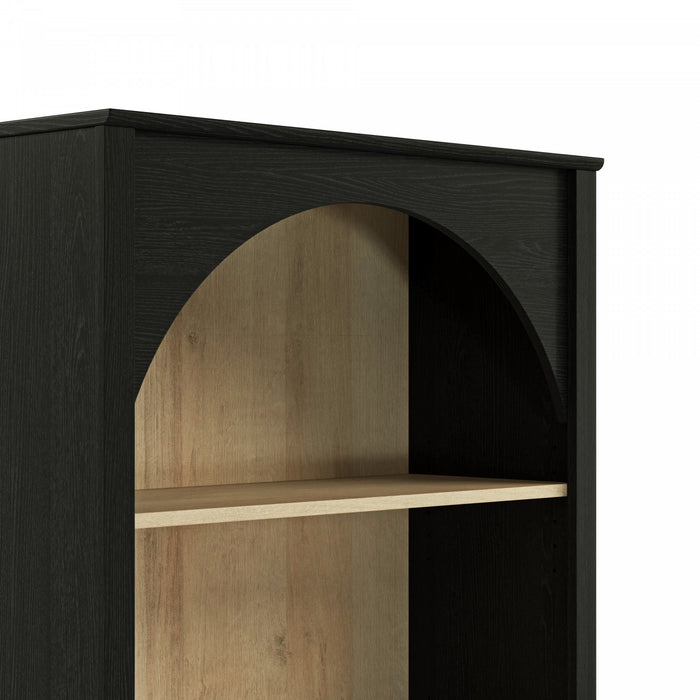 Bibliothèque arquée Ark de Prepac - noire et chêne naturel