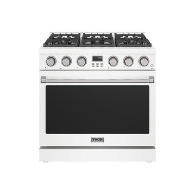 Thor Kitchen 6.1 Cu. Ft. Contemporary Professional Built-In Gas Range - White - ARG36W | Cuisinière à gaz encastrée professionnelle contemporaine Thor Kitchen de 6,1 pi3 - blanche - ARG36W