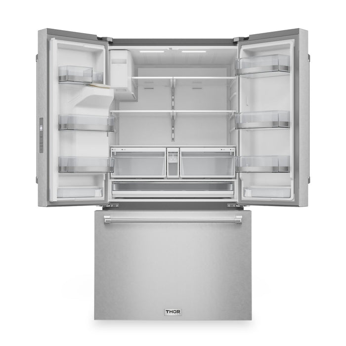 Réfrigérateur Thor Kitchen de 28,9 pi3 et de 36 po à portes françaises - acier inoxydable résistant aux traces de doigts - TRF3628FFD