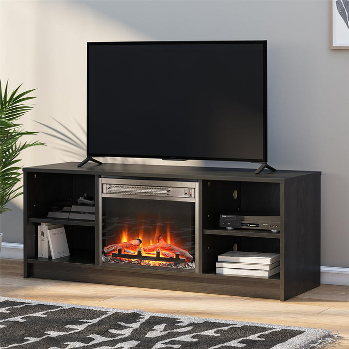 Meuble pour téléviseur Mainstays d’Ameriwood Home avec foyer électrique pour téléviseurs jusqu’à 55 po - chêne noir