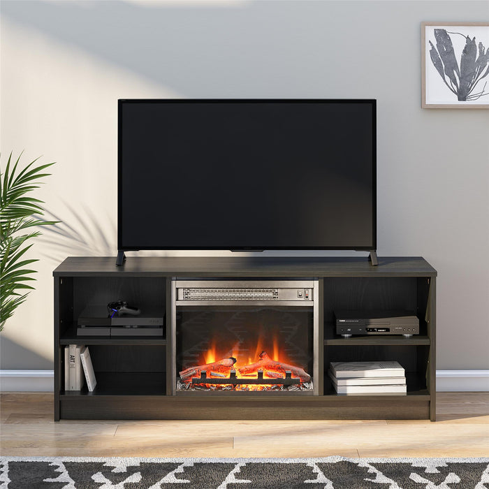 Meuble pour téléviseur Mainstays d’Ameriwood Home avec foyer électrique pour téléviseurs jusqu’à 55 po - chêne noir