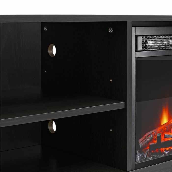 Meuble pour téléviseur Mainstays d’Ameriwood Home avec foyer électrique pour téléviseurs jusqu’à 55 po - chêne noir