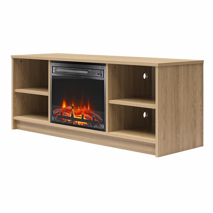 Meuble pour téléviseur Mainstays d’Ameriwood Home avec foyer électrique pour téléviseurs jusqu’à 55 po - naturel