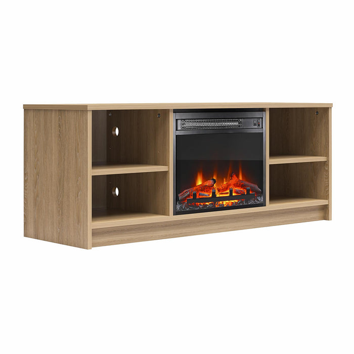 Meuble pour téléviseur Mainstays d’Ameriwood Home avec foyer électrique pour téléviseurs jusqu’à 55 po - naturel