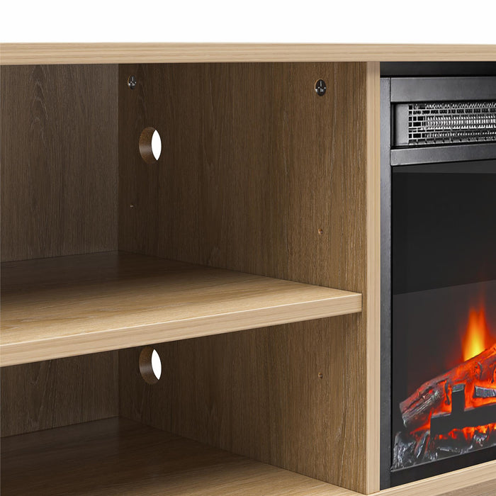 Meuble pour téléviseur Mainstays d’Ameriwood Home avec foyer électrique pour téléviseurs jusqu’à 55 po - naturel