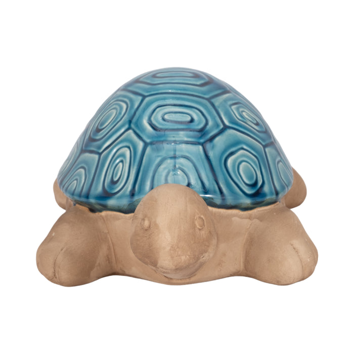 Tortue de 13 po en céramique - turquoise