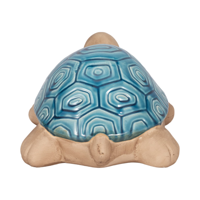 Tortue de 13 po en céramique - turquoise