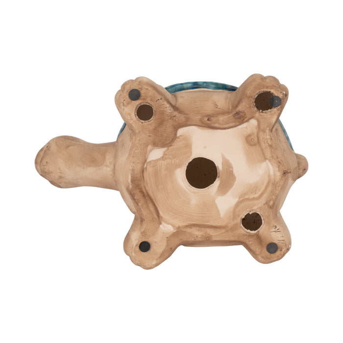 Tortue de 13 po en céramique - turquoise