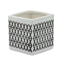 Porte-crayon carré de 4 po en céramique à motif quadrillé - noir et blanc