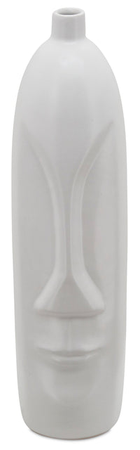 Vase en céramique blanche de 18 po avec visage