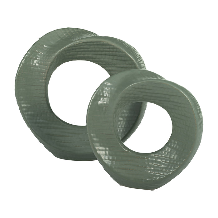 Article décoratif de table rond de 10 po en céramique - vert