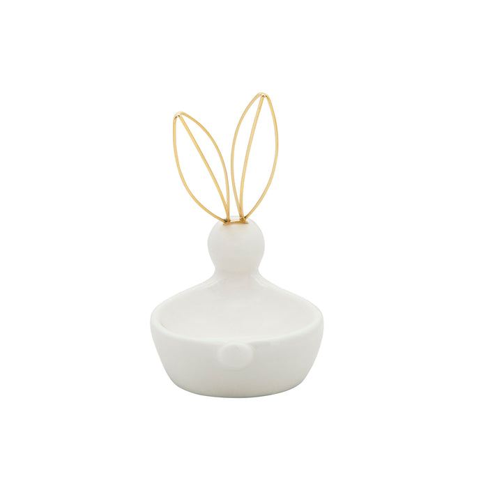 Plateau à babioles lapin en céramique - blanc