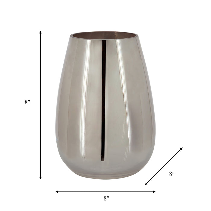 Vase de 8 po en verre d’aspect métallique - argenté