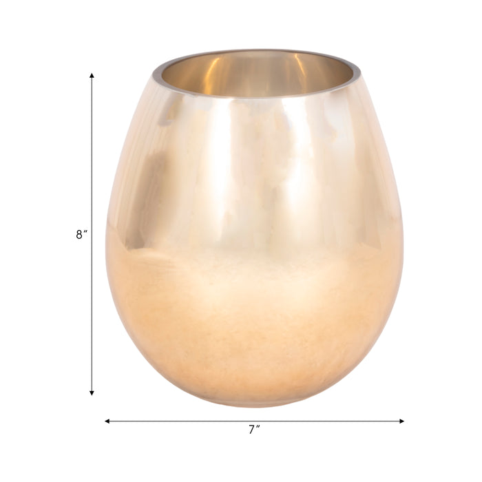 Vase de 8 po en verre d’aspect métallique - doré