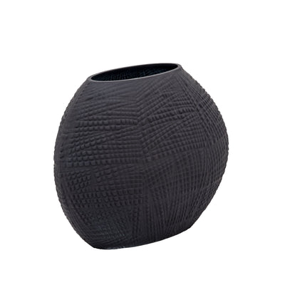 Glass 8" Textured Vase - Black | Vase texturé de 8 po en verre - noir