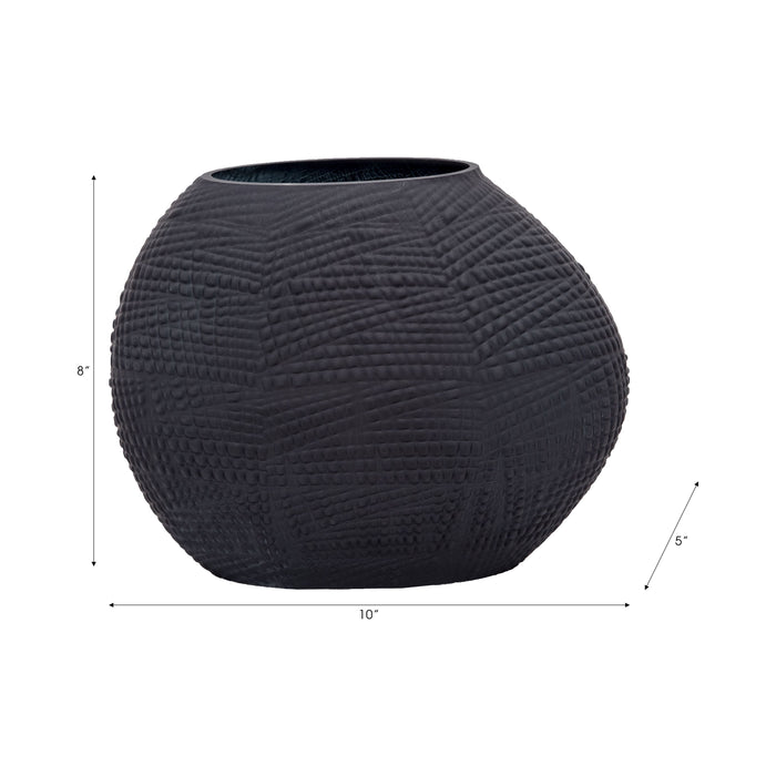 Vase texturé de 8 po en verre - noir