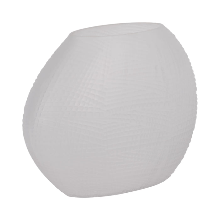 Vase texturé de 8 po en verre - blanc givré