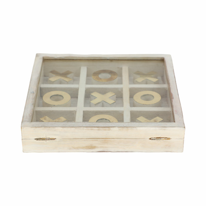 Tic Tac Toe de 8 po x 8 po en bois - blanc