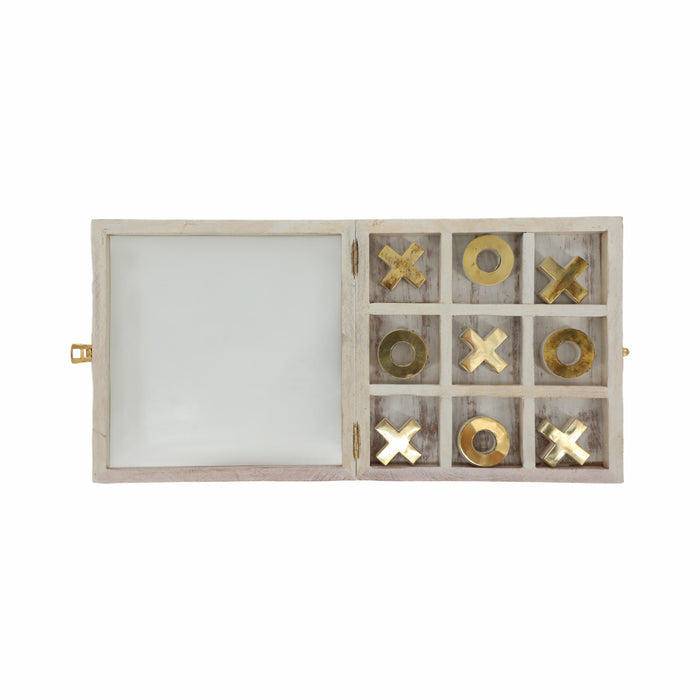 Tic Tac Toe de 8 po x 8 po en bois - blanc