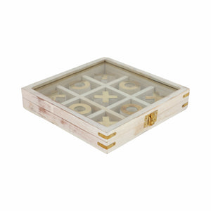 Tic Tac Toe de 8 po x 8 po en bois - blanc