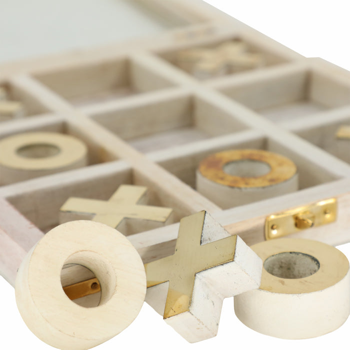 Tic Tac Toe de 8 po x 8 po en bois - blanc