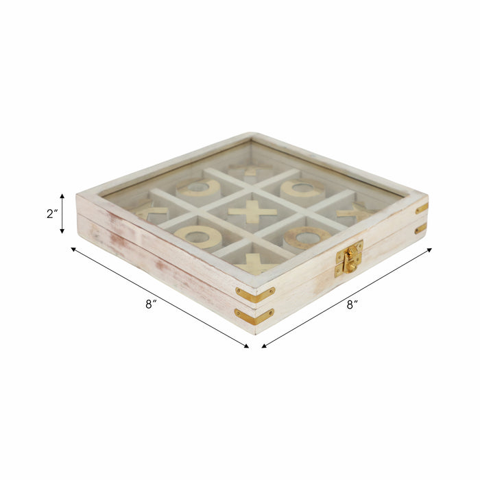 Tic Tac Toe de 8 po x 8 po en bois - blanc