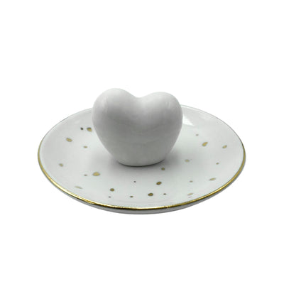 Ceramic Heart Trinkey Tray - White|Plateau à babioles cœur en céramique - blanc