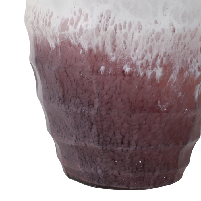 Vase en verre rose tendre de 12 po