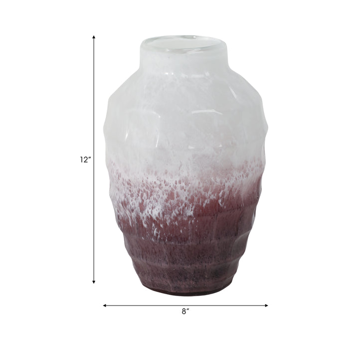Vase en verre rose tendre de 12 po