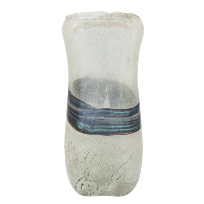 Glass 14" Azurite Vase - Blue and Grey|Vase de 14 po en verre avec azurite - bleu et gris