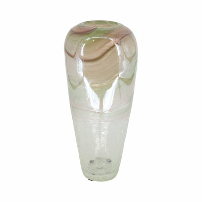 Clear Glass 17" Crackled Vase|Vase de 17 po en verre transparent à effet craquelé