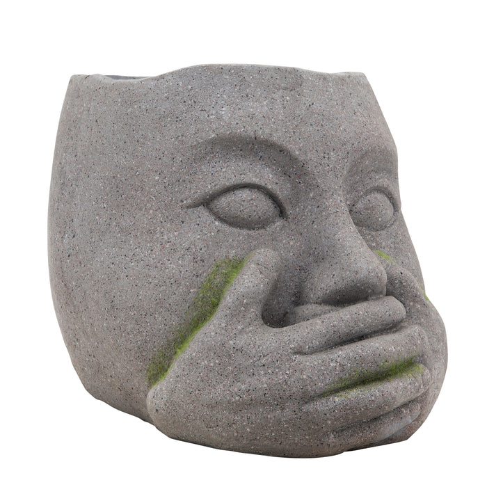 Cache-pot « No Speak » de 9 po en résine - gris
