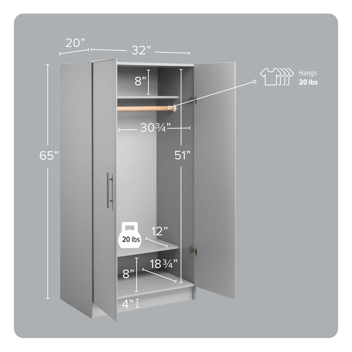 Armoire-penderie Elite - grise