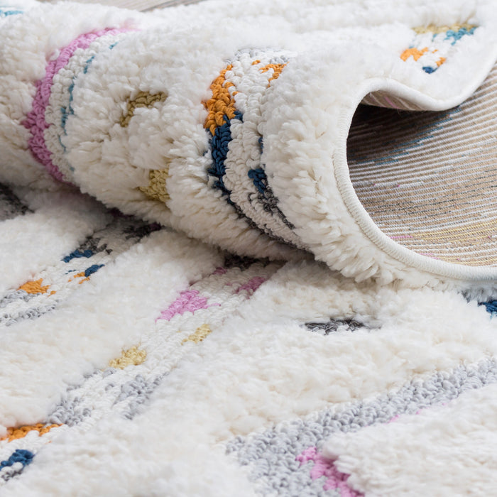 Carpette à poil long Lola à motif de chevron - 2 pi 7 po x 8 pi