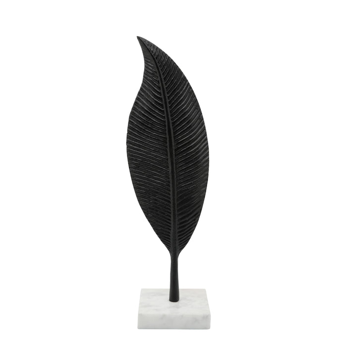 Décoration de table feuille de 19 po en métal - noire