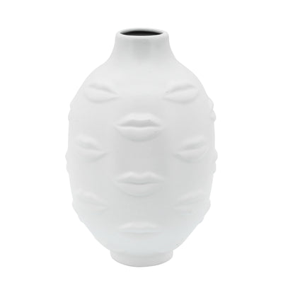 Ceramic 6" Lips Vase - White|Vase de 6 po en céramique avec lèvres - blanc