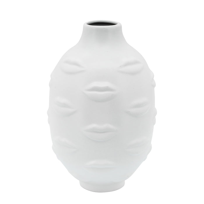 Vase de 6 po en céramique avec lèvres - blanc