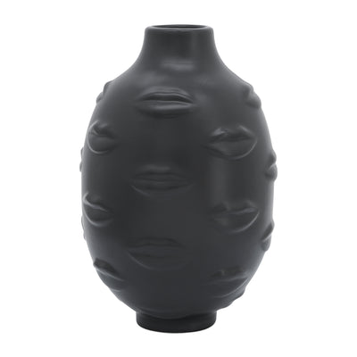 Ceramic 10" Lips Vase - Black|Vase de 10 po en céramique avec lèvres - noir