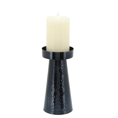 Metal 8" Hammered Candle Holder - Blue|Bougeoir de 8 po en métal martelé - bleu